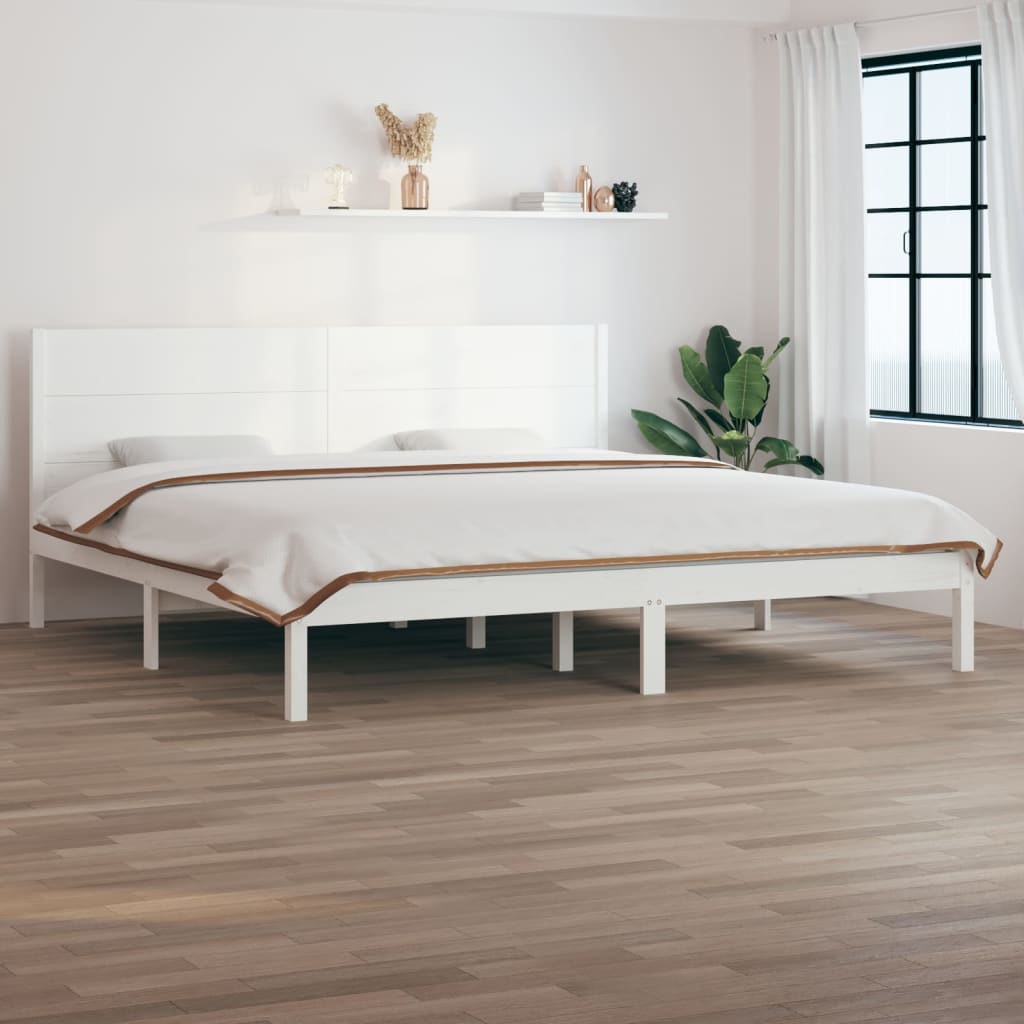 Cadre de lit Blanc Bois de pin massif 200x200 cm Lits & cadres de lit vidaXL   