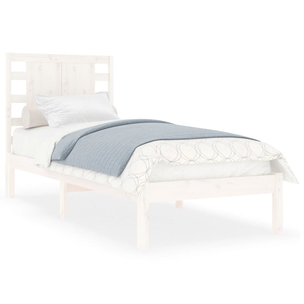 Cadre de lit Blanc Bois massif 75x190 cm Petit simple Lits & cadres de lit vidaXL   
