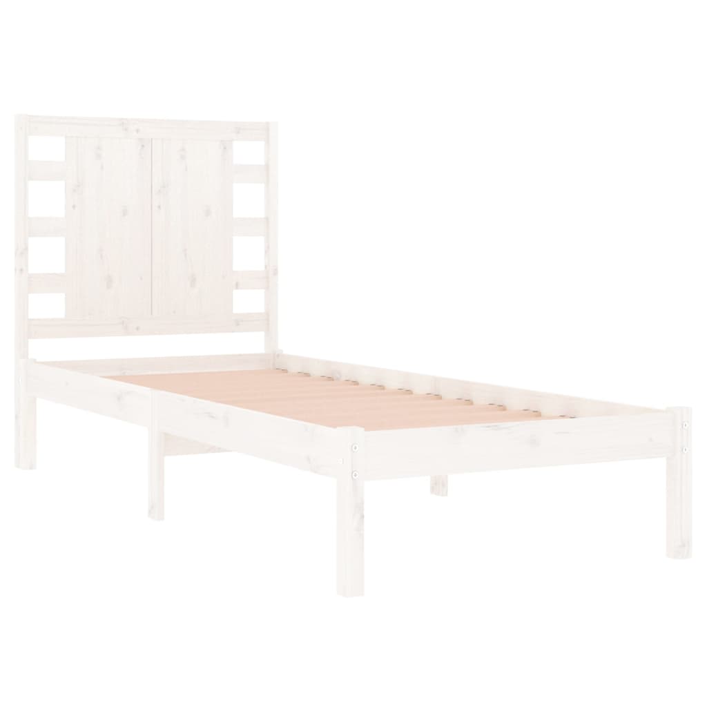 Cadre de lit Blanc Bois massif 75x190 cm Petit simple Lits & cadres de lit vidaXL   