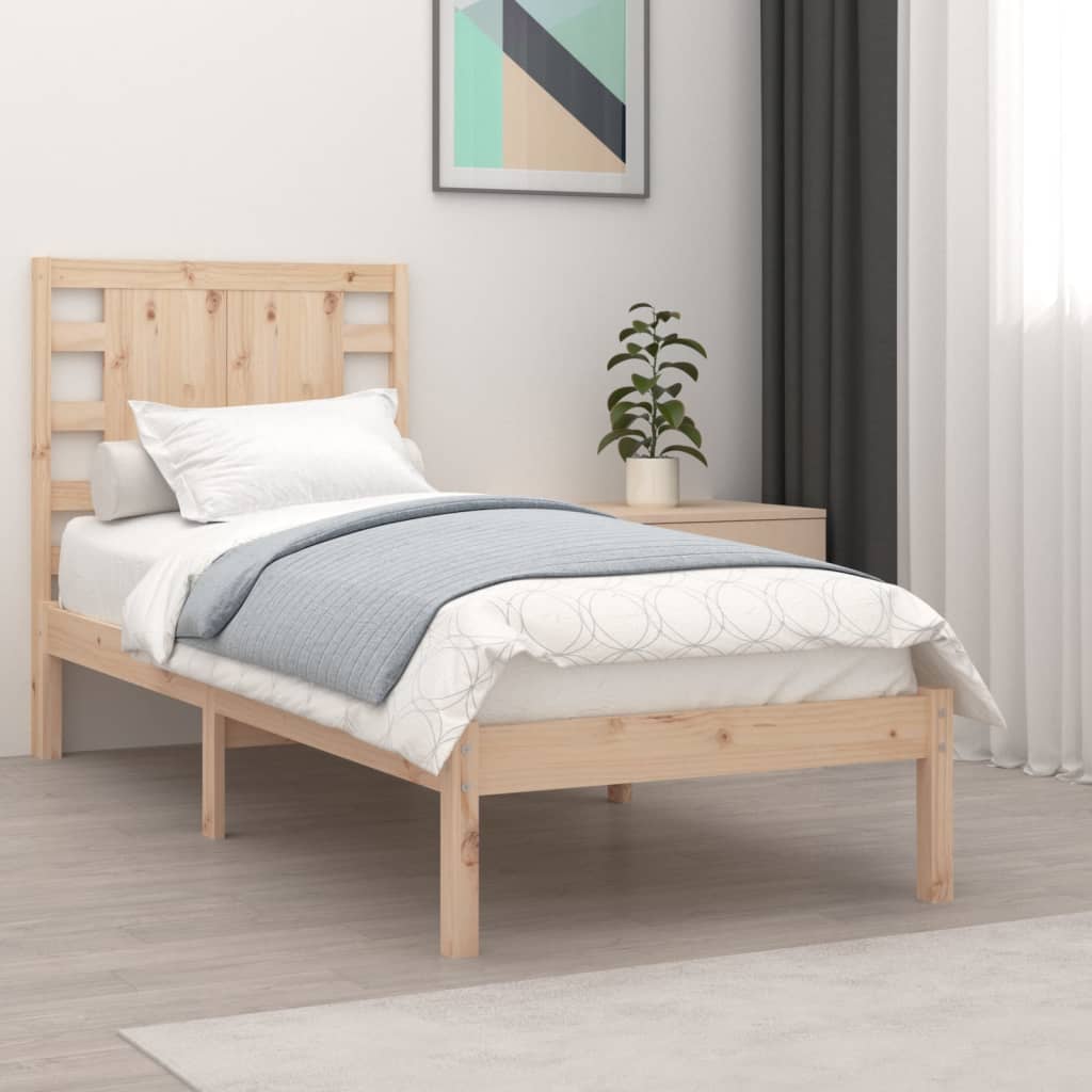 Cadre de lit bois massif 90x190 cm simple Lits & cadres de lit vidaXL   