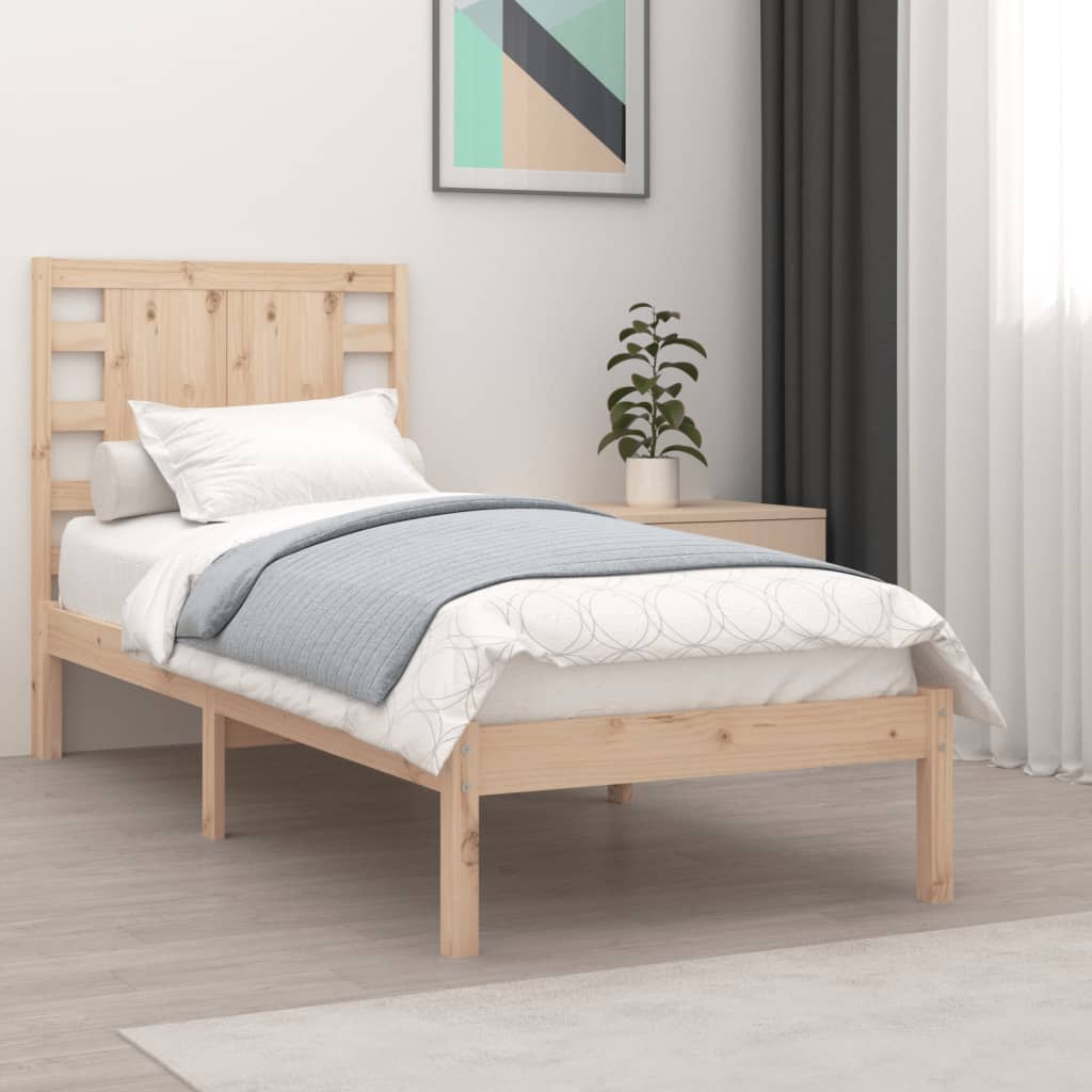 Cadre de lit Bois de pin massif 90x200 cm Lits & cadres de lit vidaXL   
