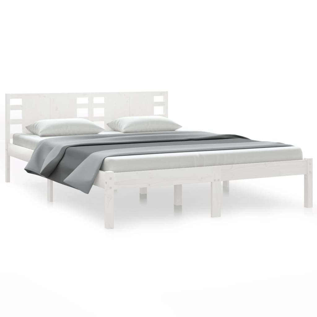 Cadre de lit Blanc Bois de pin massif 120x200 cm Lits & cadres de lit vidaXL   