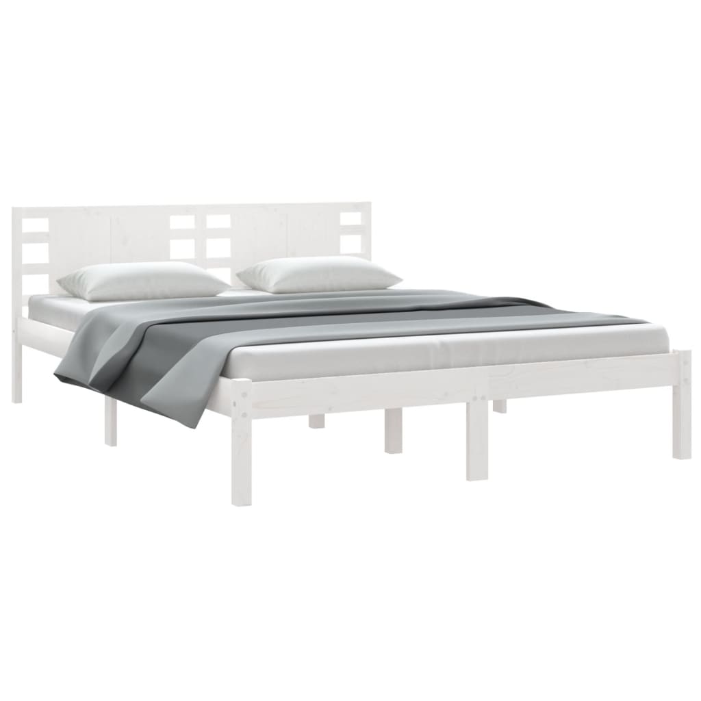 Cadre de lit Blanc Bois de pin massif 120x200 cm Lits & cadres de lit vidaXL   