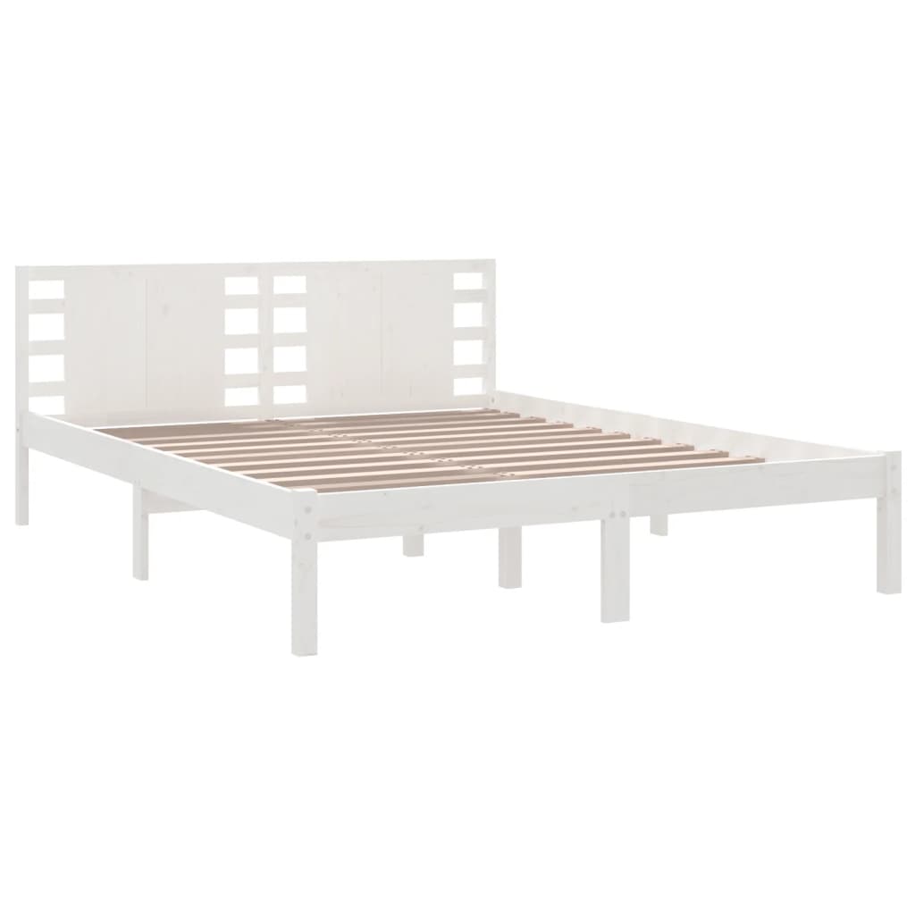 Cadre de lit Blanc Bois massif 150x200 cm Très grand Lits & cadres de lit vidaXL   