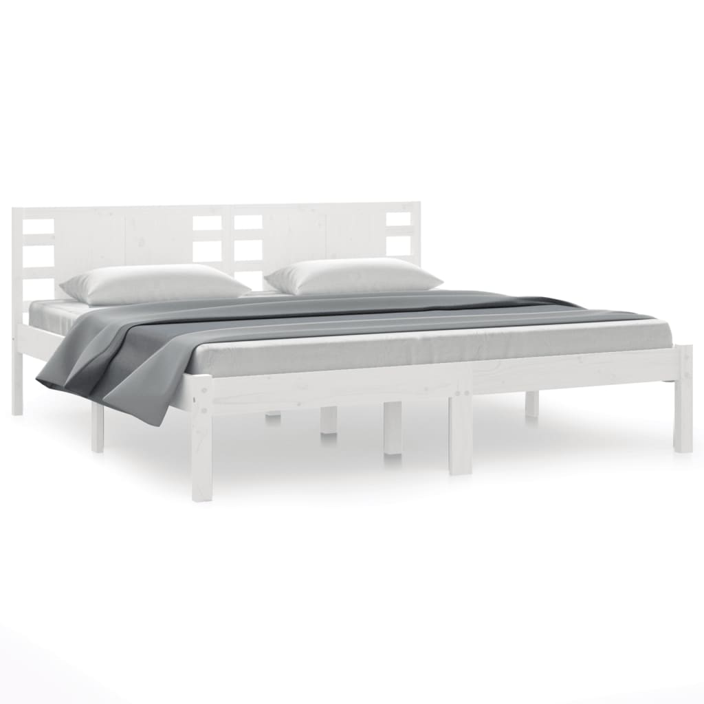 Cadre de lit Blanc Bois de pin massif 200x200 cm Lits & cadres de lit vidaXL   