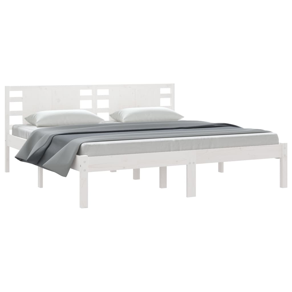 Cadre de lit Blanc Bois de pin massif 200x200 cm Lits & cadres de lit vidaXL   