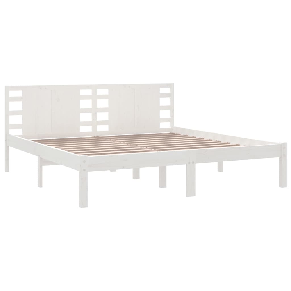 Cadre de lit Blanc Bois de pin massif 200x200 cm Lits & cadres de lit vidaXL   