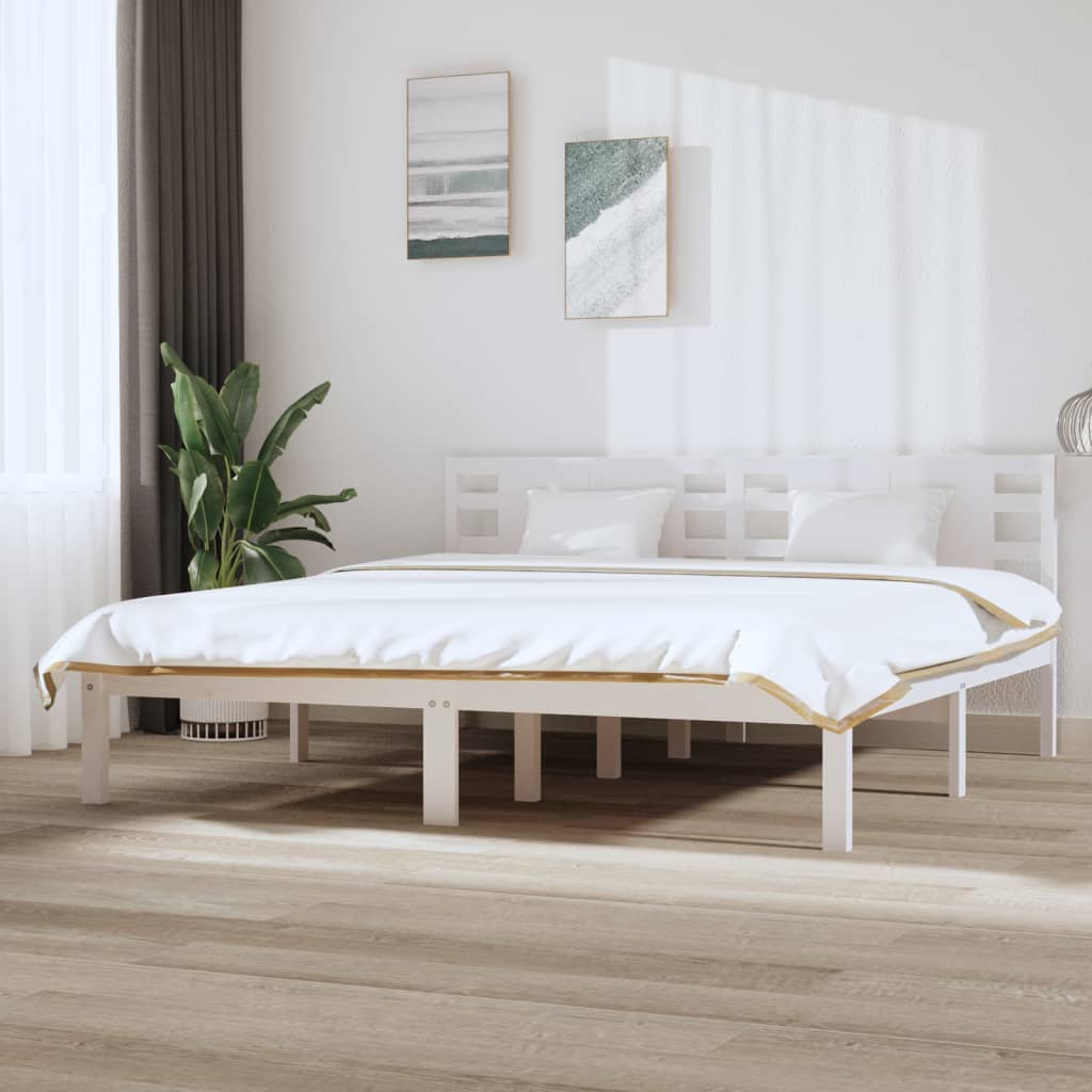 Cadre de lit Blanc Bois de pin massif 200x200 cm Lits & cadres de lit vidaXL   