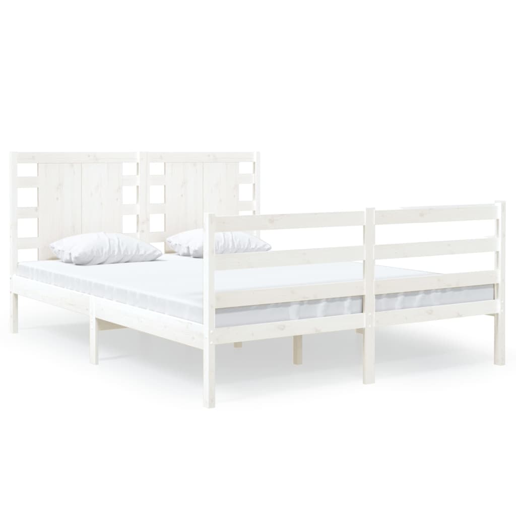 Cadre de lit Blanc Bois de pin massif 120x190 cm Petit Double Lits & cadres de lit vidaXL   