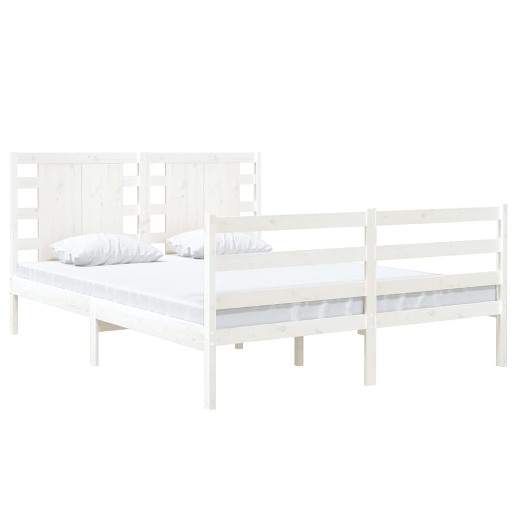 Cadre de lit Blanc Bois de pin massif 120x190 cm Petit Double Lits & cadres de lit vidaXL   