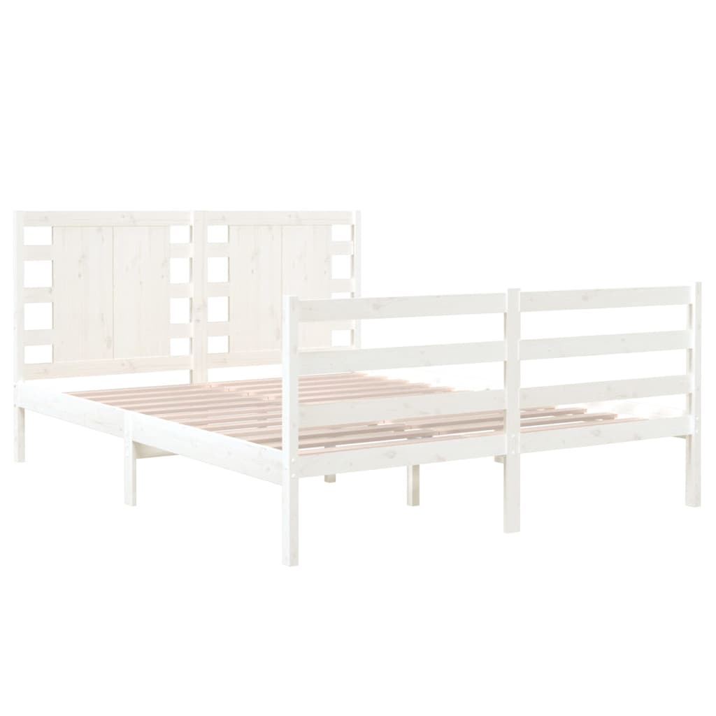 Cadre de lit Blanc Bois de pin massif 120x190 cm Petit Double Lits & cadres de lit vidaXL   