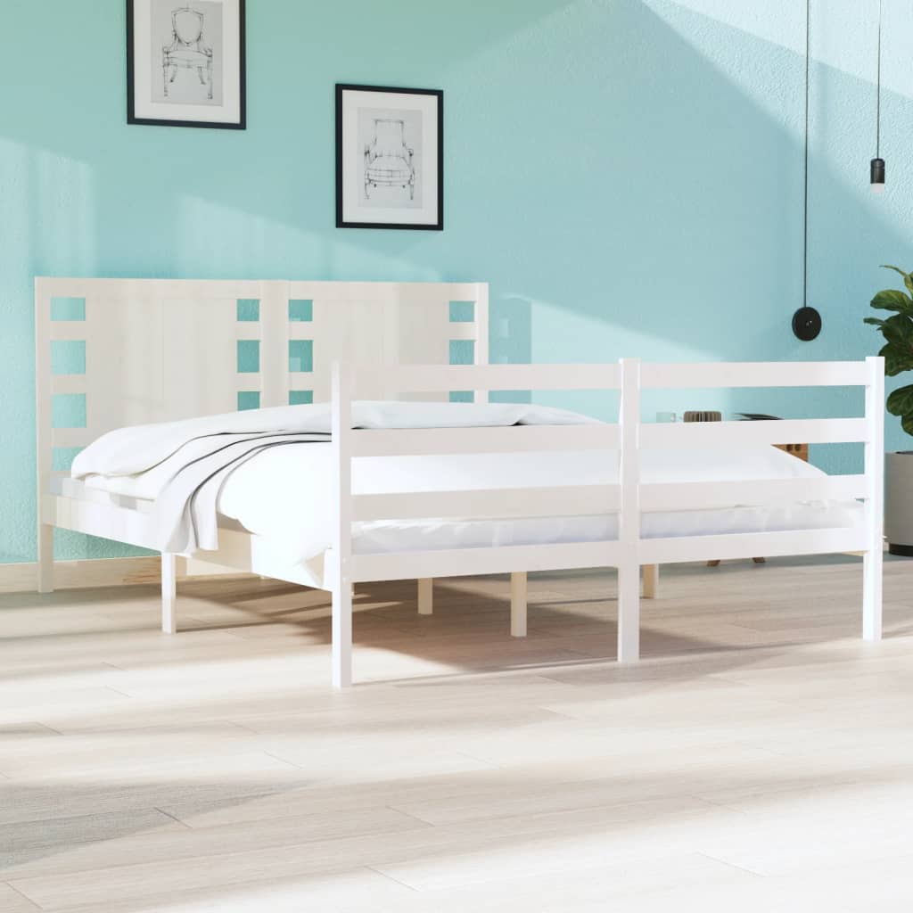 Cadre de lit Blanc Bois de pin massif 120x190 cm Petit Double Lits & cadres de lit vidaXL   