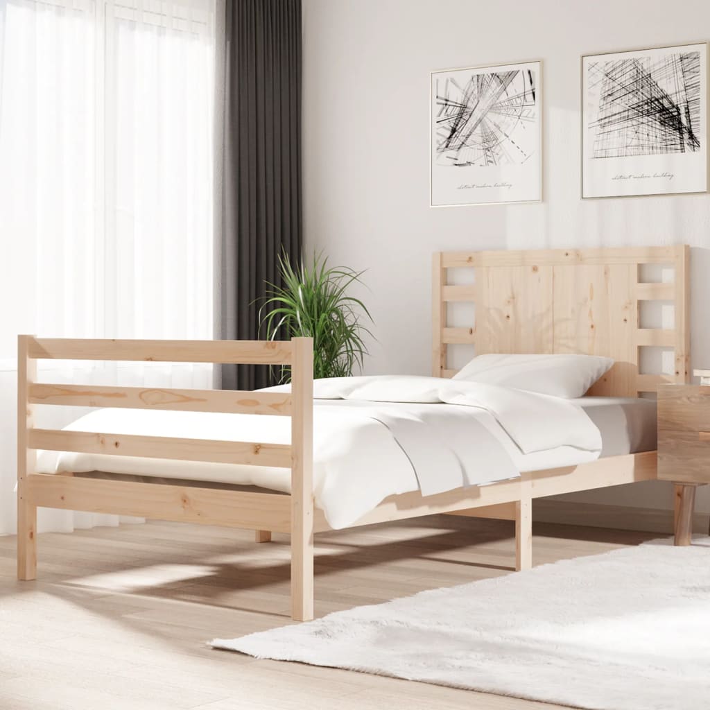 Cadre de lit Bois de pin massif 90x200 cm Lits & cadres de lit vidaXL   