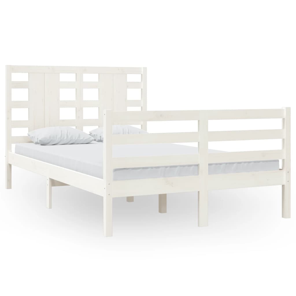 Cadre de lit Blanc Bois de pin massif 120x200 cm Lits & cadres de lit vidaXL   
