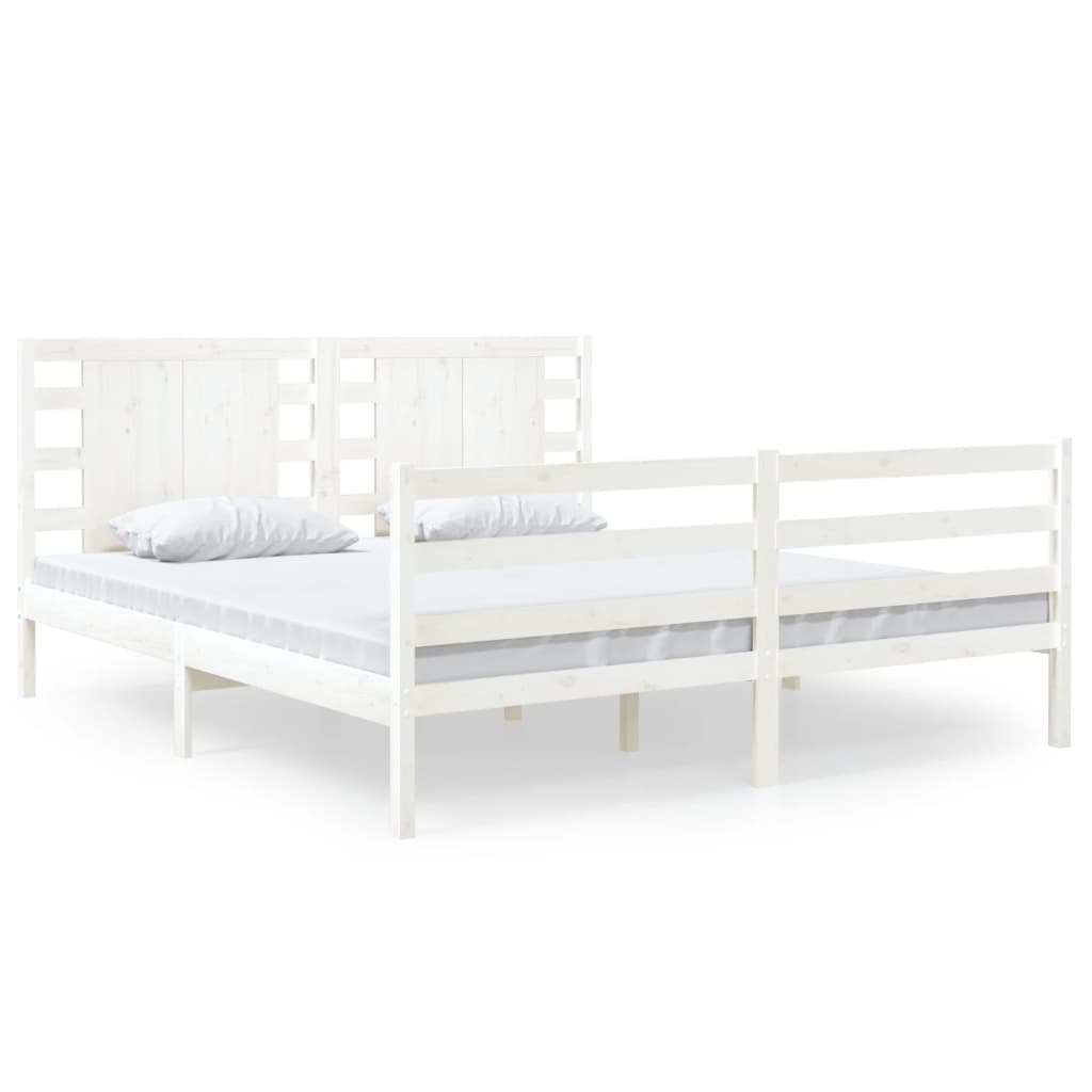 Cadre de lit Blanc Bois de pin massif 150x200 cm Très grand Lits & cadres de lit vidaXL   