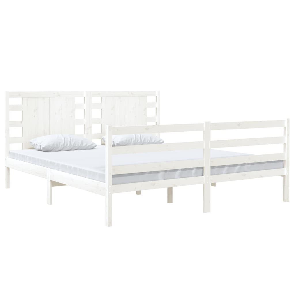 Cadre de lit Blanc Bois de pin massif 150x200 cm Très grand Lits & cadres de lit vidaXL   