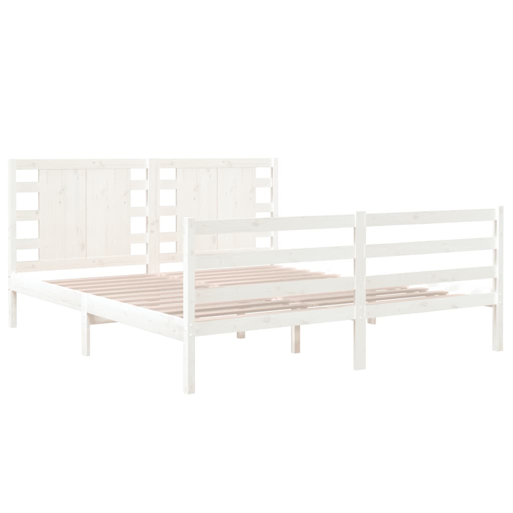 Cadre de lit Blanc Bois de pin massif 150x200 cm Très grand Lits & cadres de lit vidaXL   
