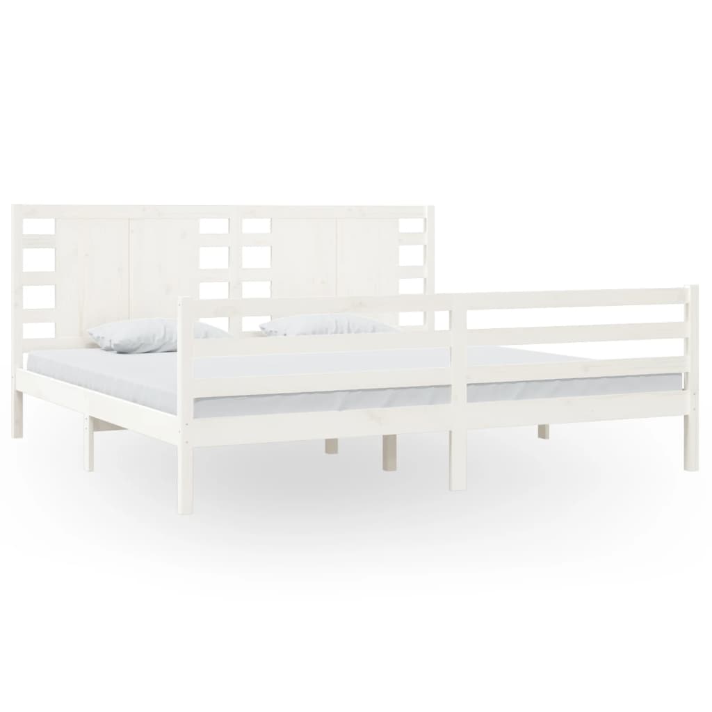 Cadre de lit Blanc Bois de pin massif 200x200 cm Lits & cadres de lit vidaXL   