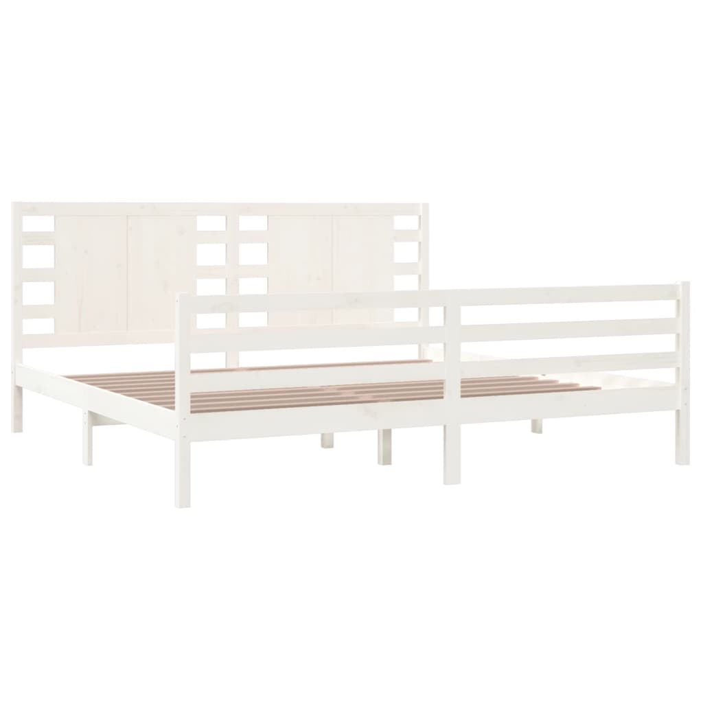 Cadre de lit Blanc Bois de pin massif 200x200 cm Lits & cadres de lit vidaXL   
