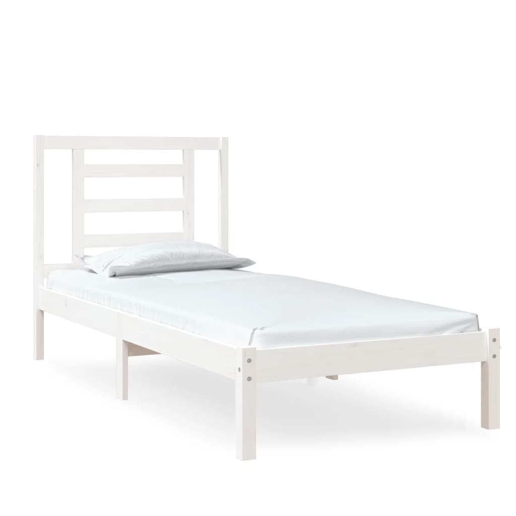 Cadre de lit Blanc Bois massif 75x190 cm Petit simple Lits & cadres de lit vidaXL   