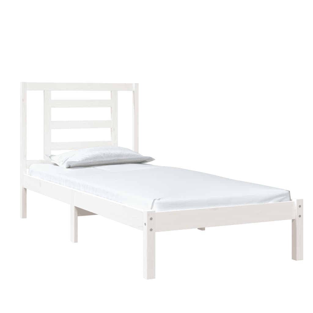 Cadre de lit Blanc Bois massif 75x190 cm Petit simple Lits & cadres de lit vidaXL   