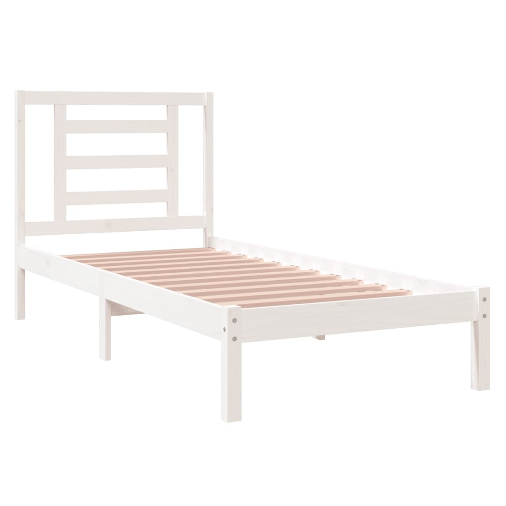 Cadre de lit Blanc Bois massif 75x190 cm Petit simple Lits & cadres de lit vidaXL   