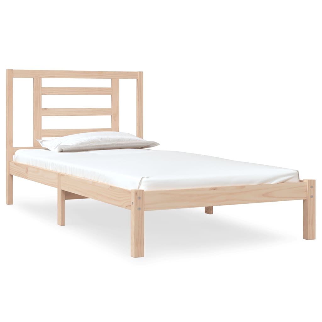 Cadre de lit bois de pin massif 90x190 cm simple Lits & cadres de lit vidaXL   