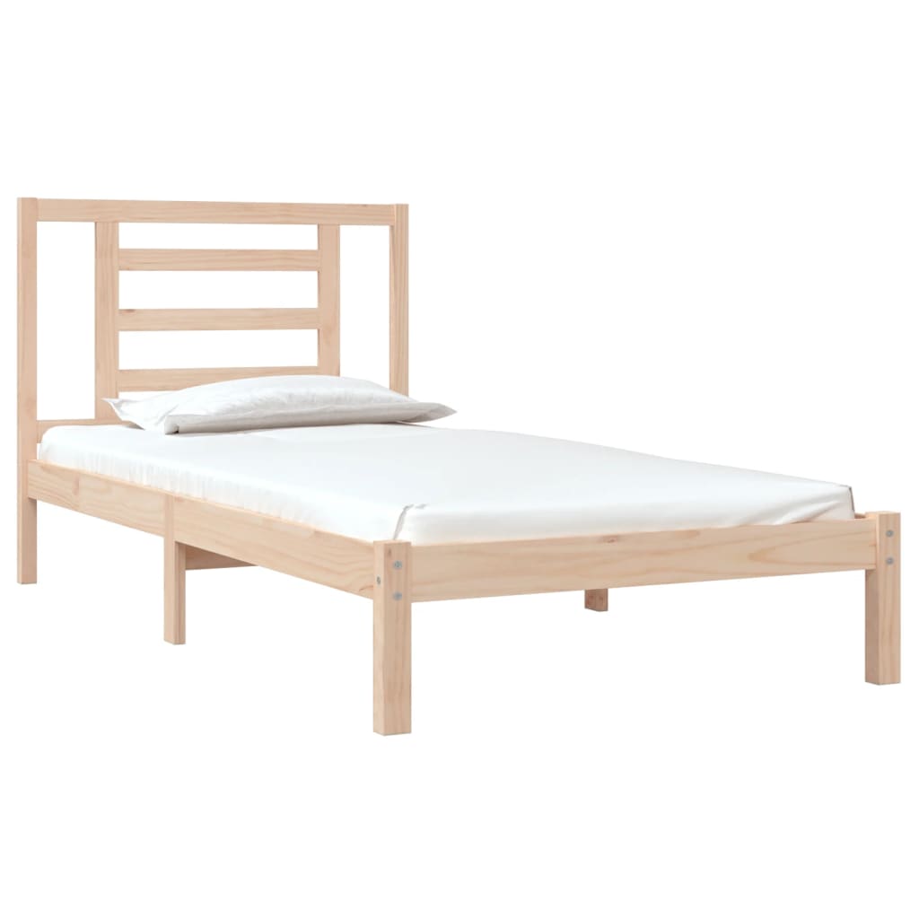 Cadre de lit bois de pin massif 90x190 cm simple Lits & cadres de lit vidaXL   