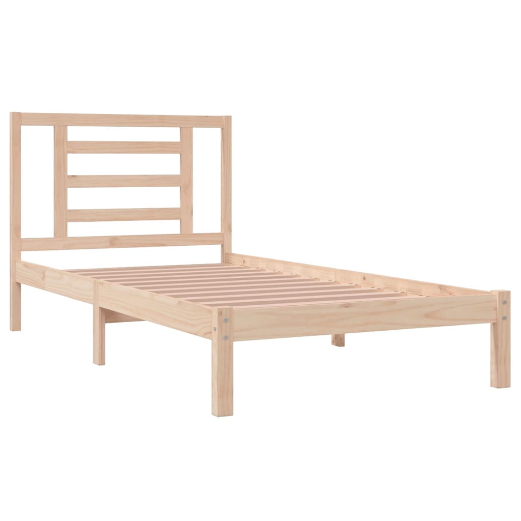 Cadre de lit bois de pin massif 90x190 cm simple Lits & cadres de lit vidaXL   