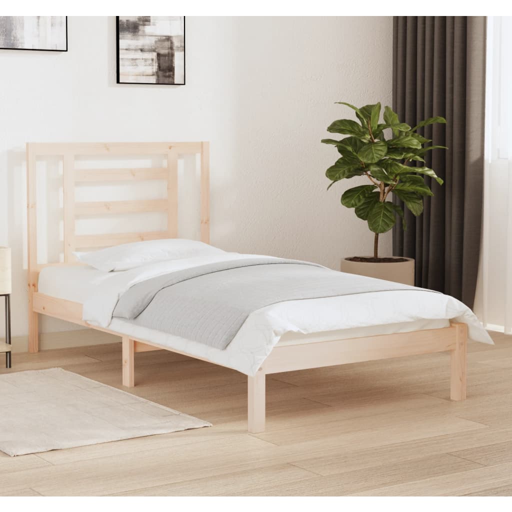 Cadre de lit bois de pin massif 90x190 cm simple Lits & cadres de lit vidaXL   