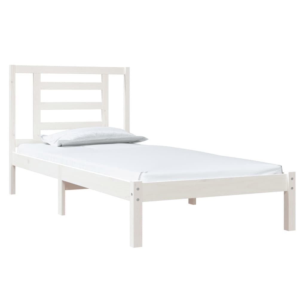 Cadre de lit Blanc Bois de pin massif 90x200 cm Lits & cadres de lit vidaXL   