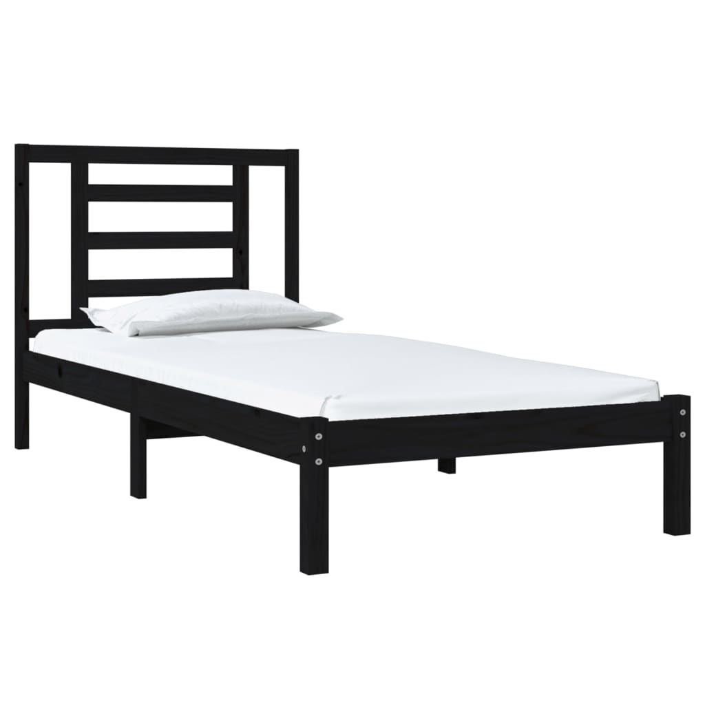 Cadre de lit Noir Bois de pin massif 100x200 cm Lits & cadres de lit vidaXL   