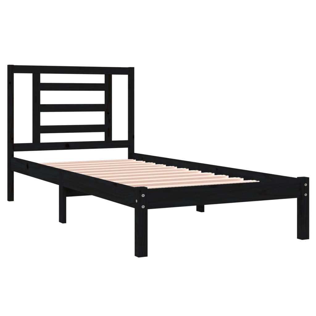 Cadre de lit Noir Bois de pin massif 100x200 cm Lits & cadres de lit vidaXL   