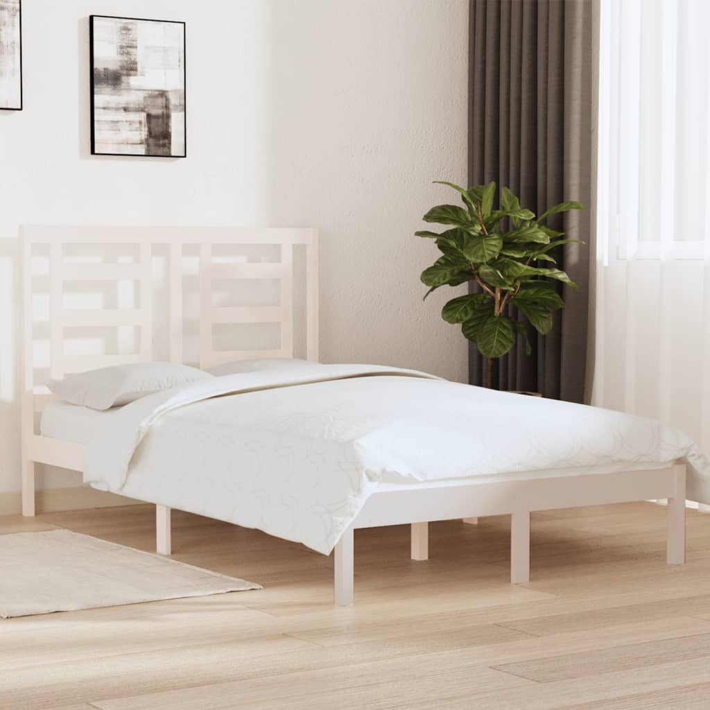 Cadre de lit Blanc Bois de pin massif 120x200 cm Lits & cadres de lit vidaXL   