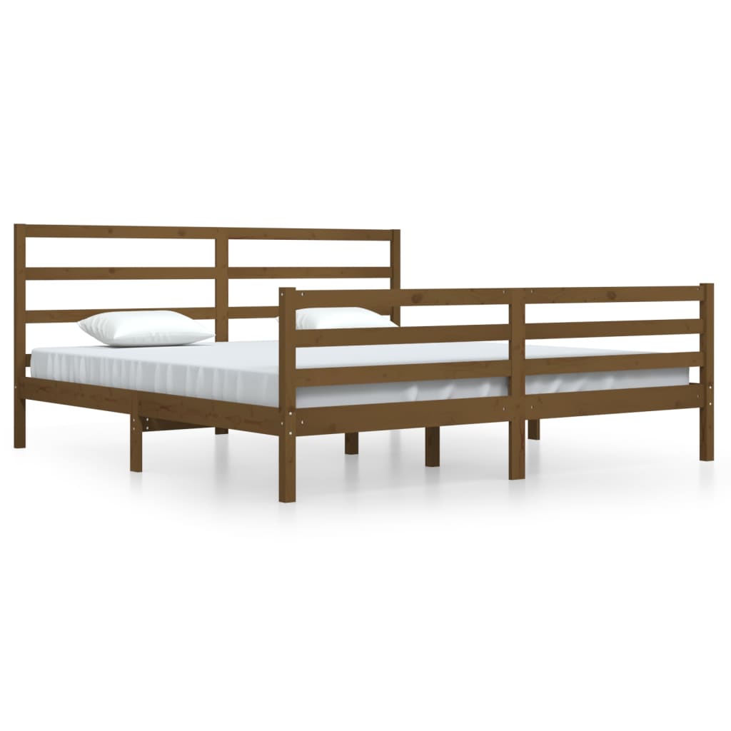 Cadre de lit Marron miel Bois de pin massif 200x200 cm Lits & cadres de lit vidaXL   