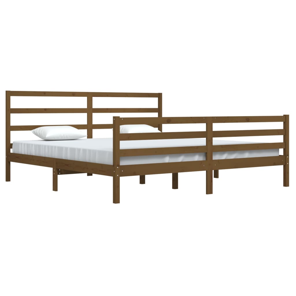 Cadre de lit Marron miel Bois de pin massif 200x200 cm Lits & cadres de lit vidaXL   