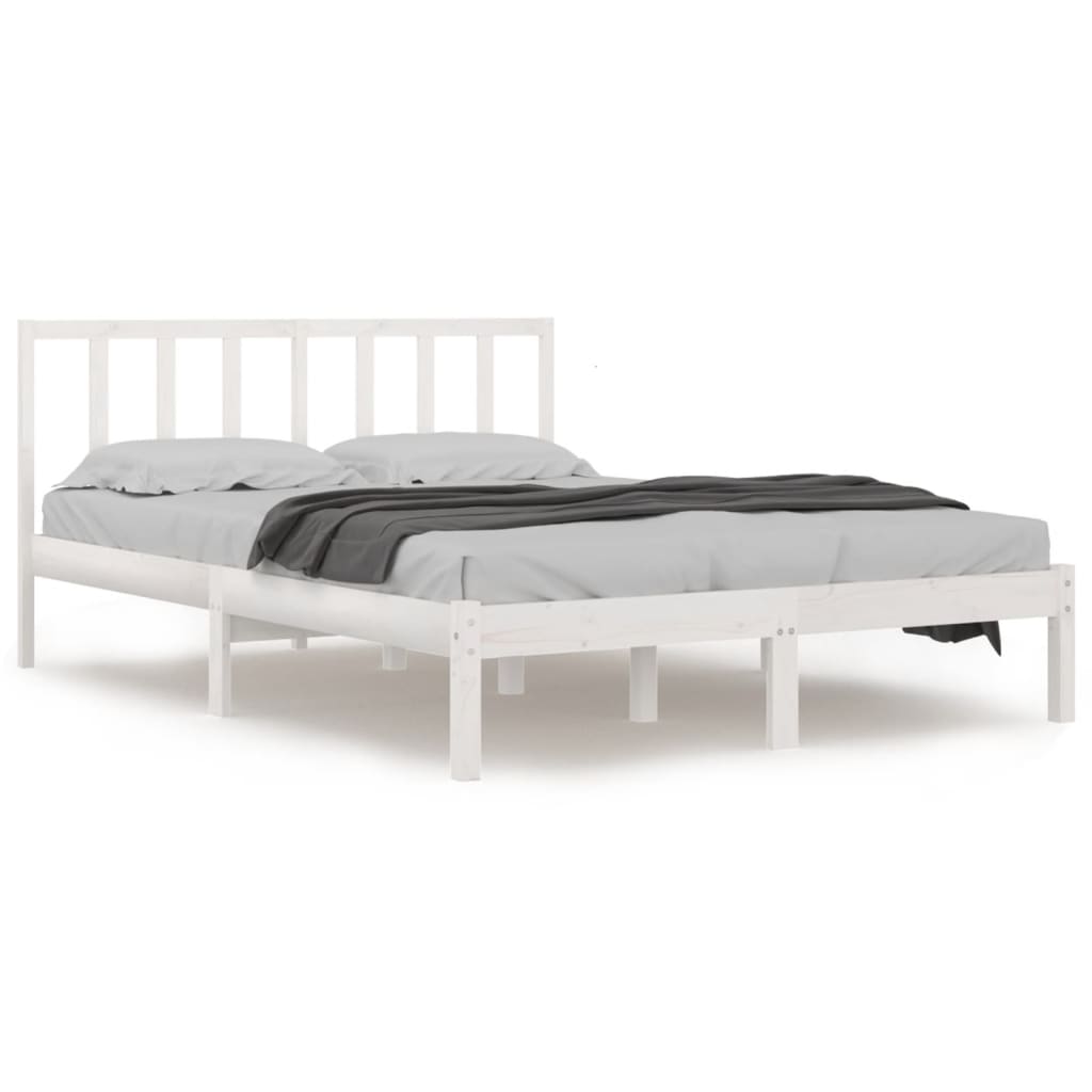 Cadre de lit Blanc Bois de pin massif 120x200 cm Lits & cadres de lit vidaXL   