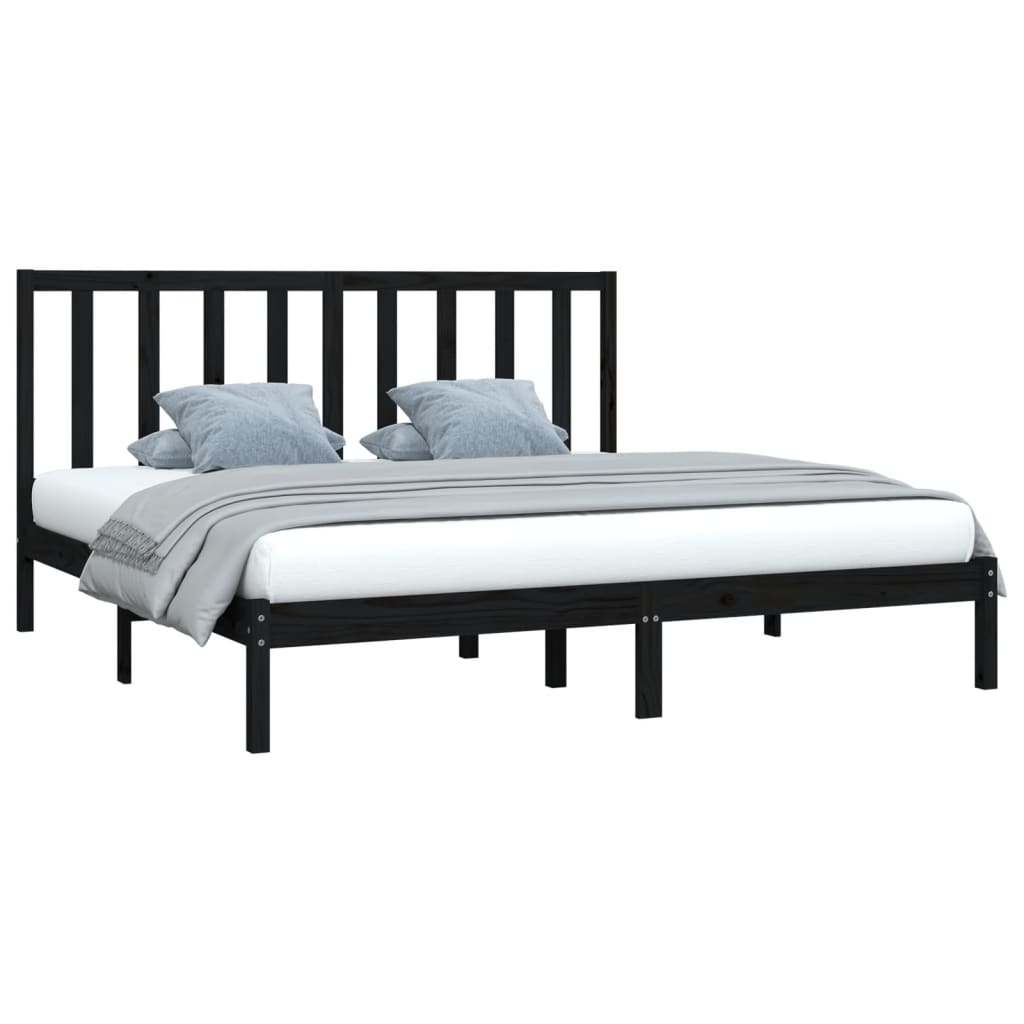 Cadre de lit Noir Bois de pin massif 200x200 cm Lits & cadres de lit vidaXL   