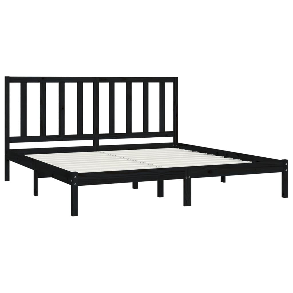 Cadre de lit Noir Bois de pin massif 200x200 cm Lits & cadres de lit vidaXL   