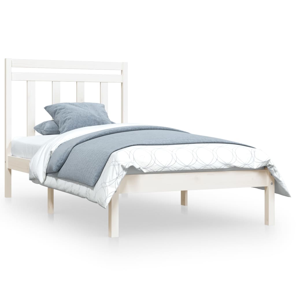 Cadre de lit Blanc Bois massif 100x200 cm Lits & cadres de lit vidaXL   