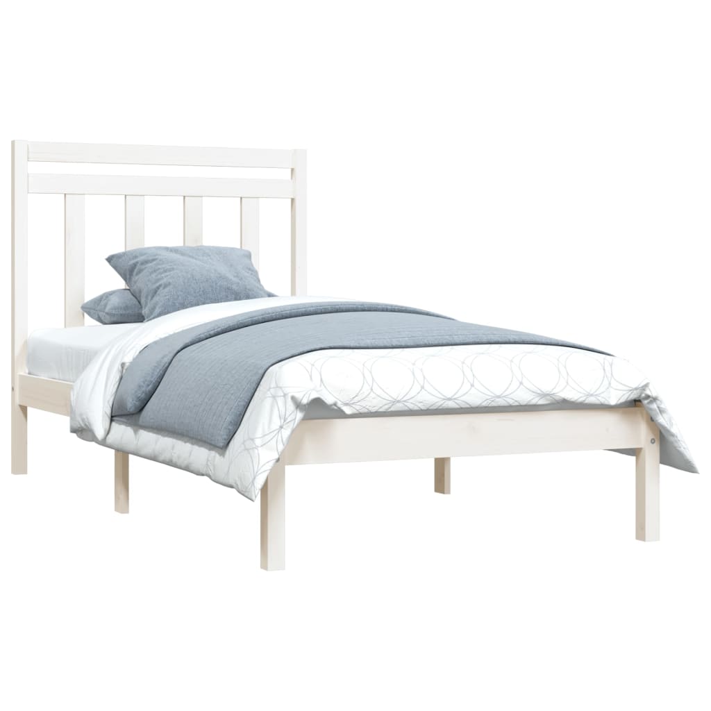 Cadre de lit Blanc Bois massif 100x200 cm Lits & cadres de lit vidaXL   