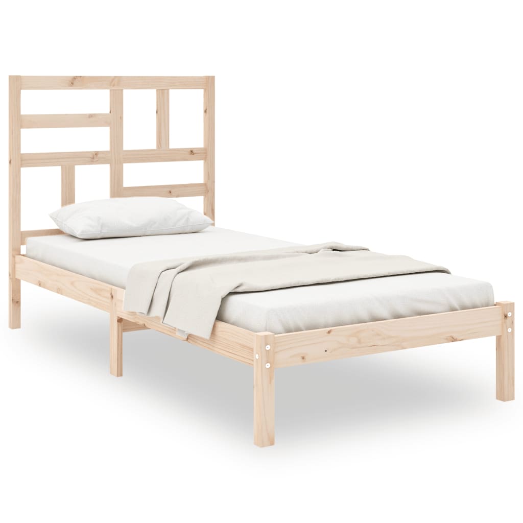 Cadre de lit bois massif 75x190 cm petit simple Lits & cadres de lit vidaXL   