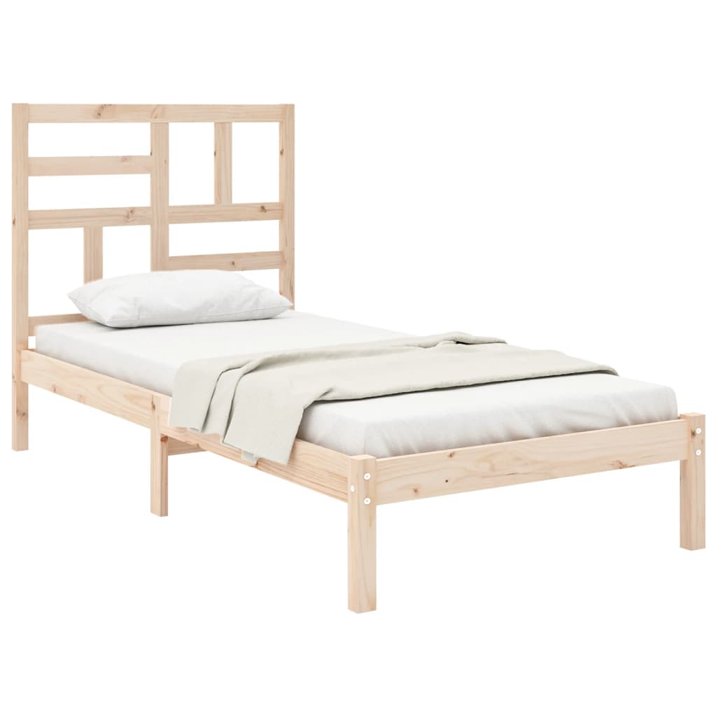 Cadre de lit bois massif 75x190 cm petit simple Lits & cadres de lit vidaXL   
