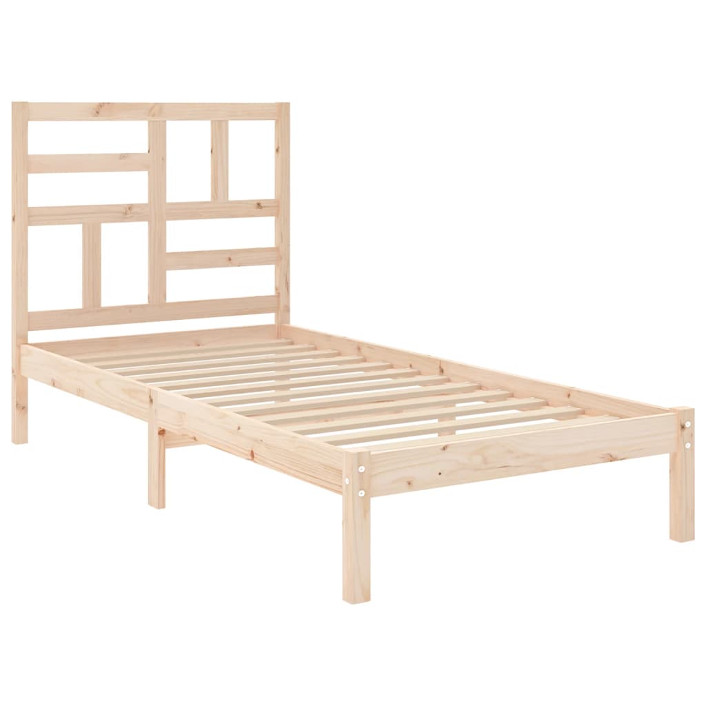 Cadre de lit bois massif 75x190 cm petit simple Lits & cadres de lit vidaXL   