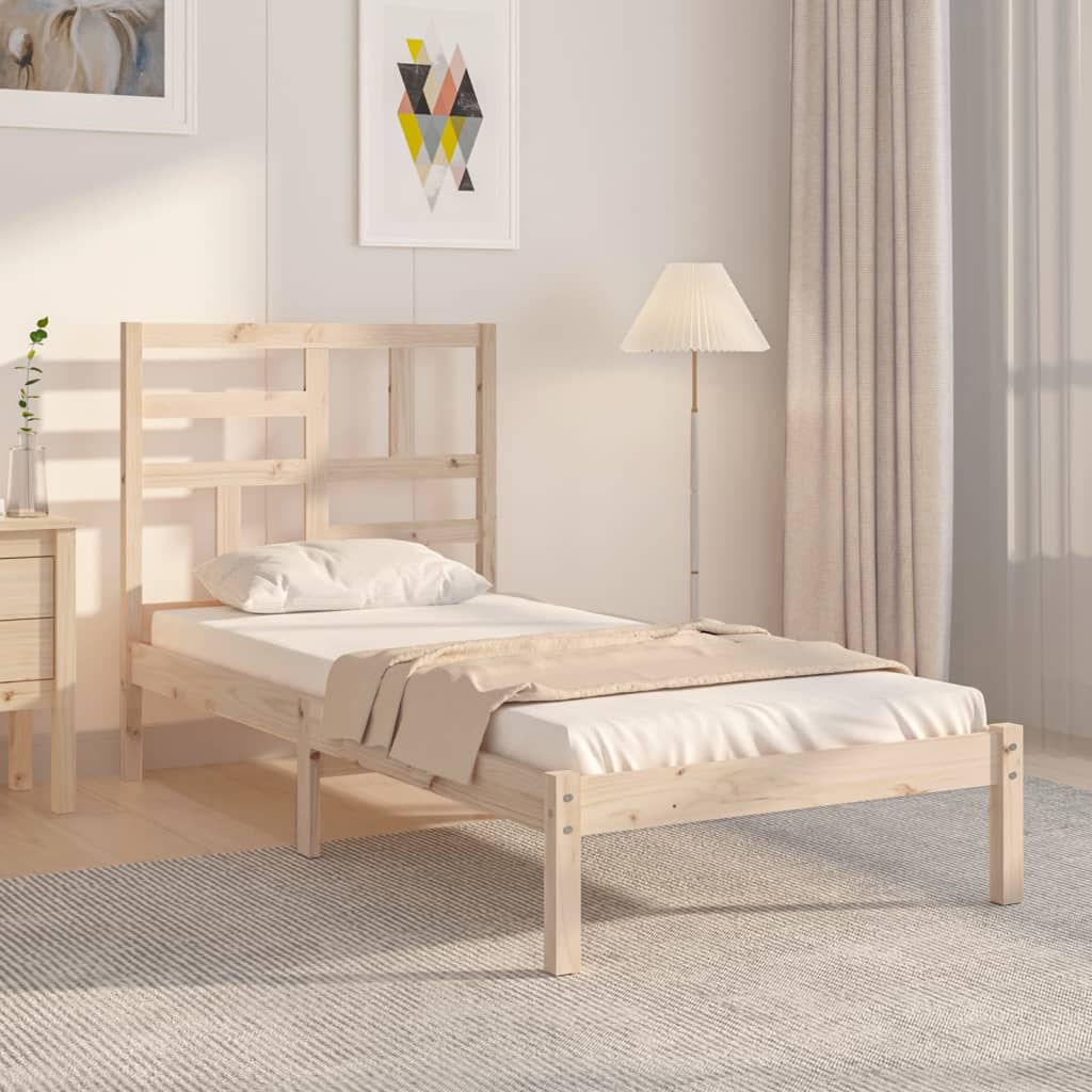 Cadre de lit bois massif 75x190 cm petit simple Lits & cadres de lit vidaXL   