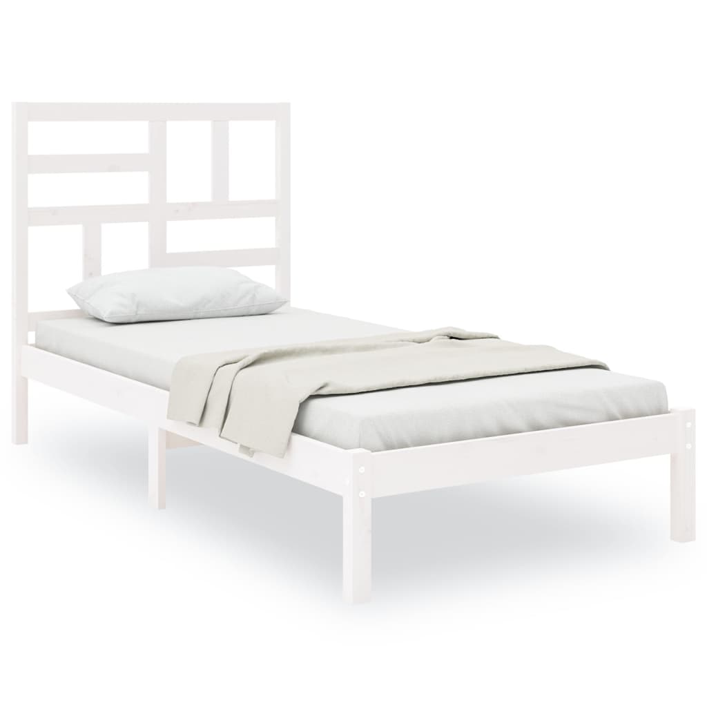 Cadre de lit Blanc Bois massif 75x190 cm Petit simple Lits & cadres de lit vidaXL   