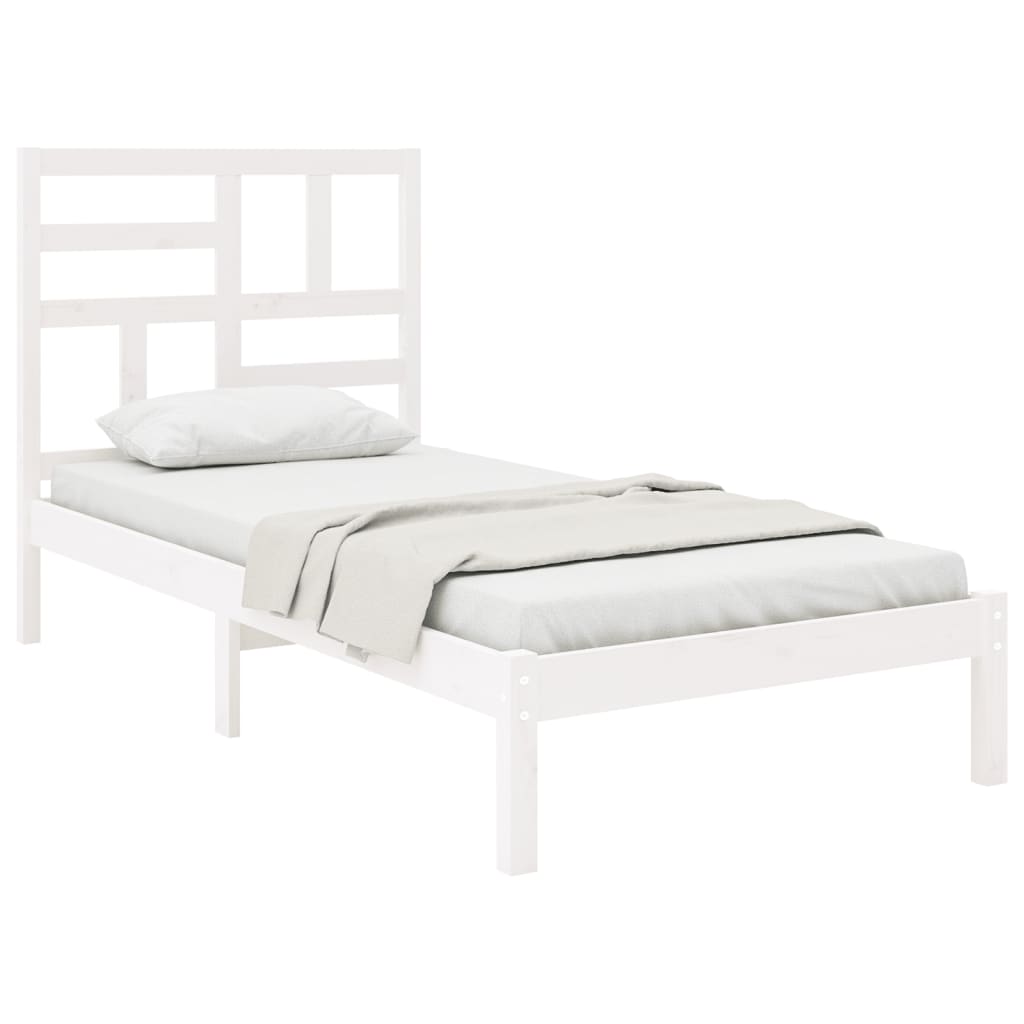 Cadre de lit Blanc Bois massif 75x190 cm Petit simple Lits & cadres de lit vidaXL   