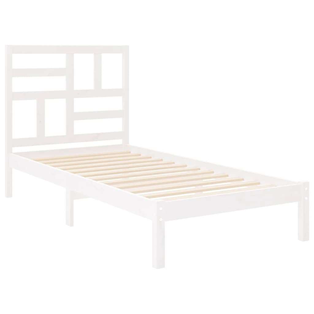 Cadre de lit Blanc Bois massif 75x190 cm Petit simple Lits & cadres de lit vidaXL   