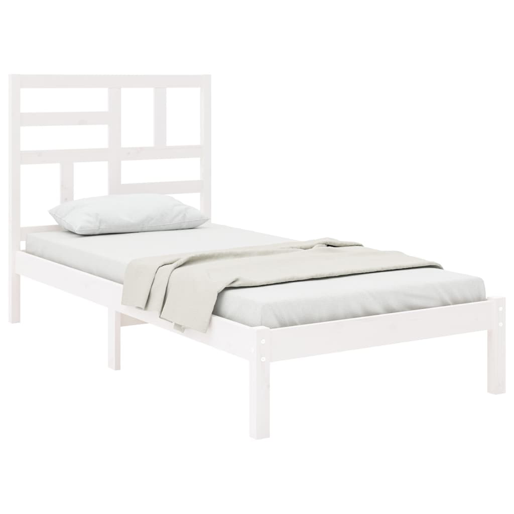 Cadre de lit Blanc Bois massif 90x200 cm Lits & cadres de lit vidaXL   