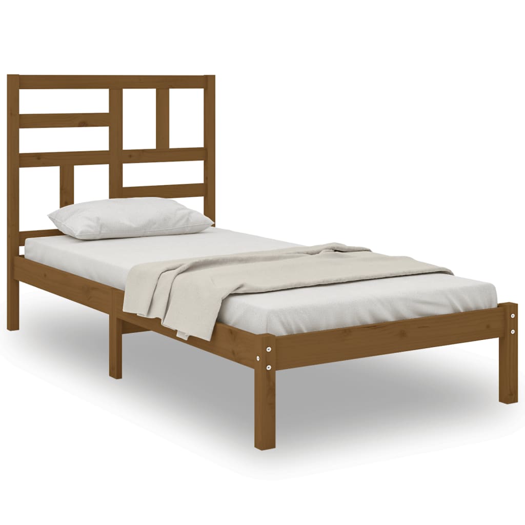 Cadre de lit Marron miel Bois massif 100x200 cm Lits & cadres de lit vidaXL   